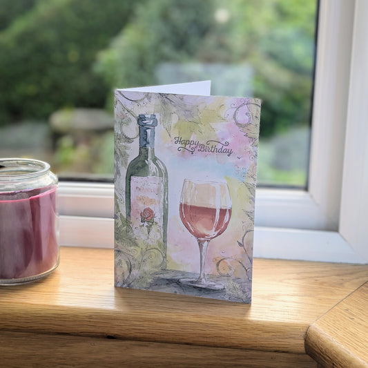 A5 Colourful Wine Birthday Card
